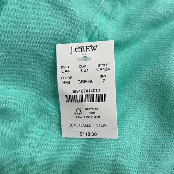J.Crew Factory Linen Blend Slip Midi dress in sun washed mint NWT size 2 - Picture 10 of 14